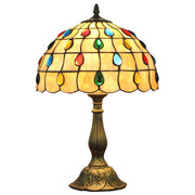 Exquisite Tiffany Umbrella Glass Shade Brass Table Lamp