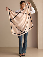 100% Mulberry Silk Geometric Block Pattern Scarf - Size 90x90cm