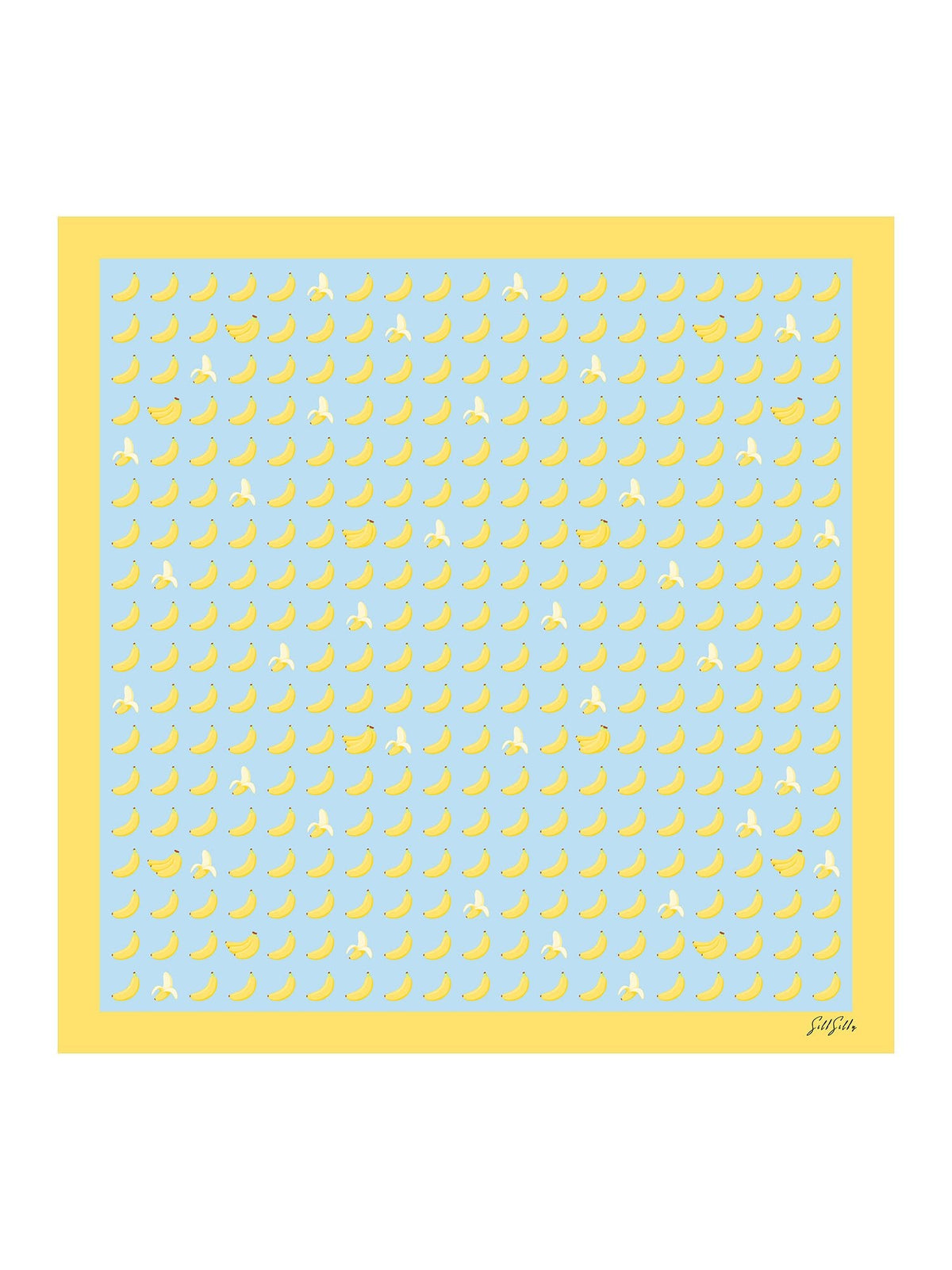 100% Mulberry Silk Banana Pattern Scarf - Size 90x90cm