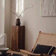 Farmhouse Rustic Wood Block Square Side Table