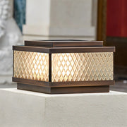 Fashion Bronze Square Glass Solar Outdoor Pillar Light