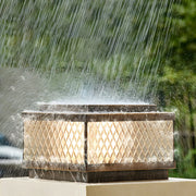 Fashion Bronze Square Glass Solar Outdoor Pillar Light