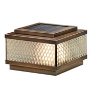 Fashion Bronze Square Glass Solar Outdoor Pillar Light