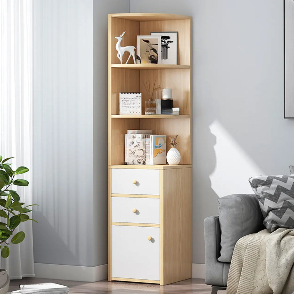 Fashion Closed Back Corner Wooden Display Bookcases