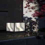 Fashion Square Line Decor Metal Outdoor Solar Pillar Light