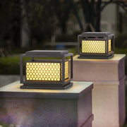 Fashion Square Pattern Metal LED Outdoor Solar Pillar Light