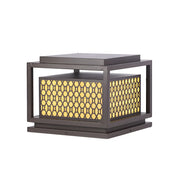 Fashion Square Pattern Metal LED Outdoor Solar Pillar Light