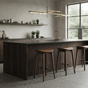 Faux Leather Counter Stool with Footrest and Wood Frame
