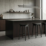 Faux Leather Counter Stool with Footrest and Wood Frame