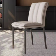 Faux Leather Dining Side Chair with Channel-Stitched Low Back