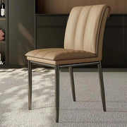 Faux Leather Dining Side Chair with Channel-Stitched Low Back