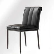 Faux Leather Dining Side Chair with Channel-Stitched Low Back