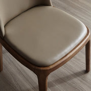 Faux Leather Seating Armchair Wood Dining Chair Khaki