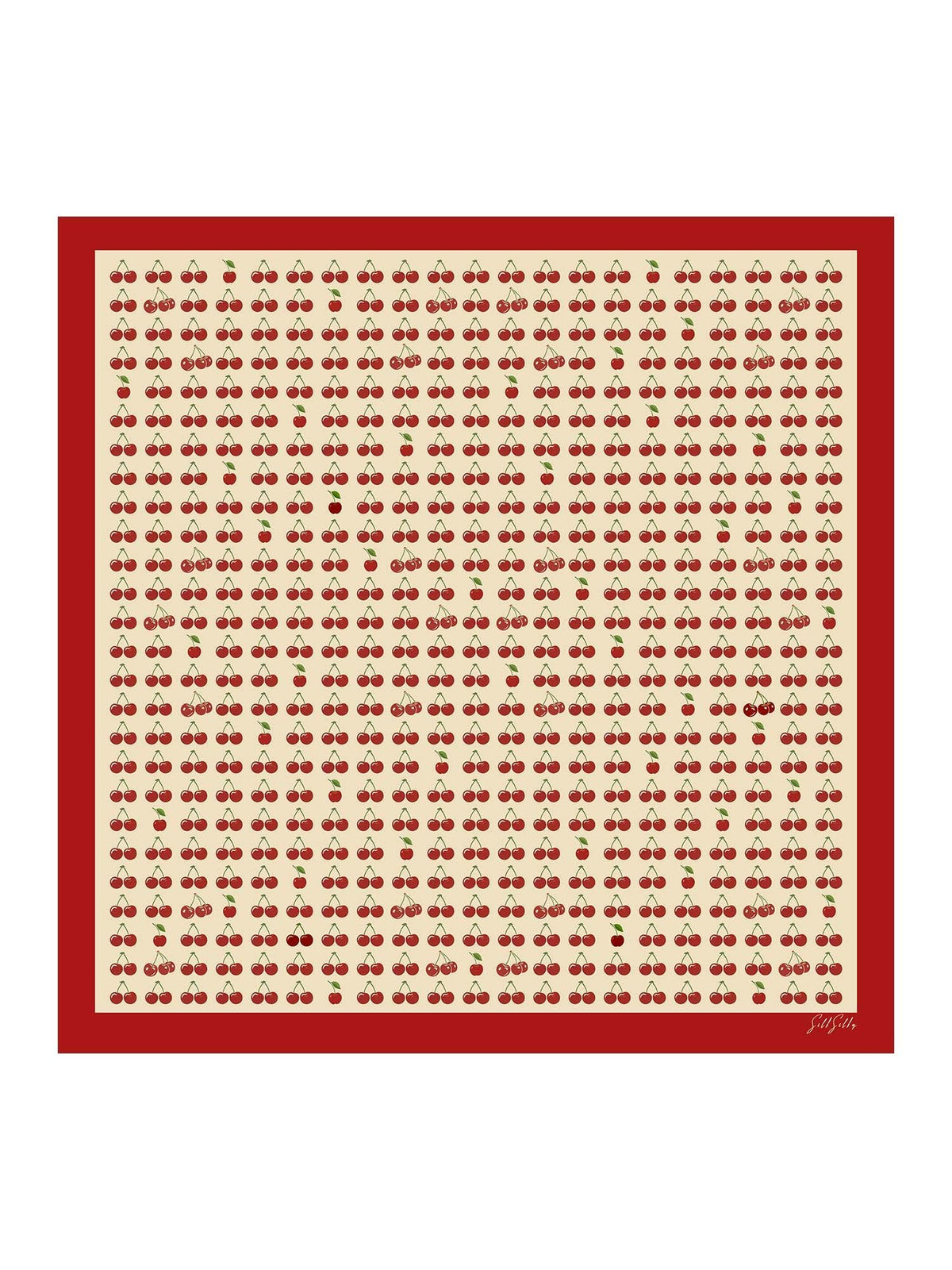 100% Mulberry Silk Cherry Pattern Scarf - Size 90x90cm