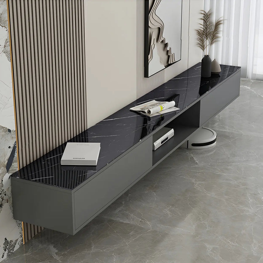 Floating Mount Stone Cabinet Open Storage TV Stand