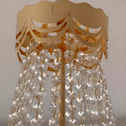 Flower White Frosted Glass Crystal Beads Tiered Chandelier