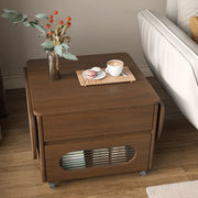 Foldable Oval Brown Wood Drawer Coffee Table with Wheel