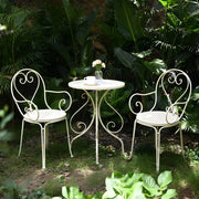 French Country Iron Round Weatherproof Patio Dining Set