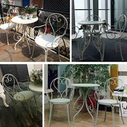 French Country Iron Round Weatherproof Patio Dining Set