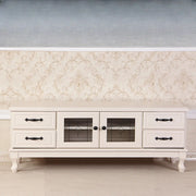 French Country Matte White Wood Rectangle Wood TV Stand