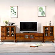 French Country Matte White Wood Rectangle Wood TV Stand