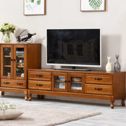 French Country Matte White Wood Rectangle Wood TV Stand