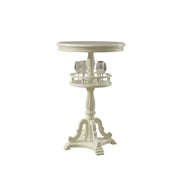 French Country Small Round Wooden Bar Table with Shelf