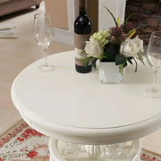 French Country Small Round Wooden Bar Table with Shelf