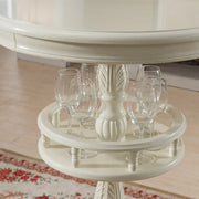 French Country Small Round Wooden Bar Table with Shelf