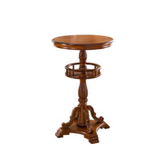 French Country Small Round Wooden Bar Table with Shelf