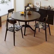 French Country Vintage Black Wood Round Large Dining Table