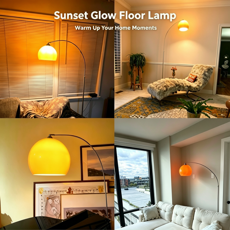 Orange Dome Modern Arched Metal LED Floor Lamp