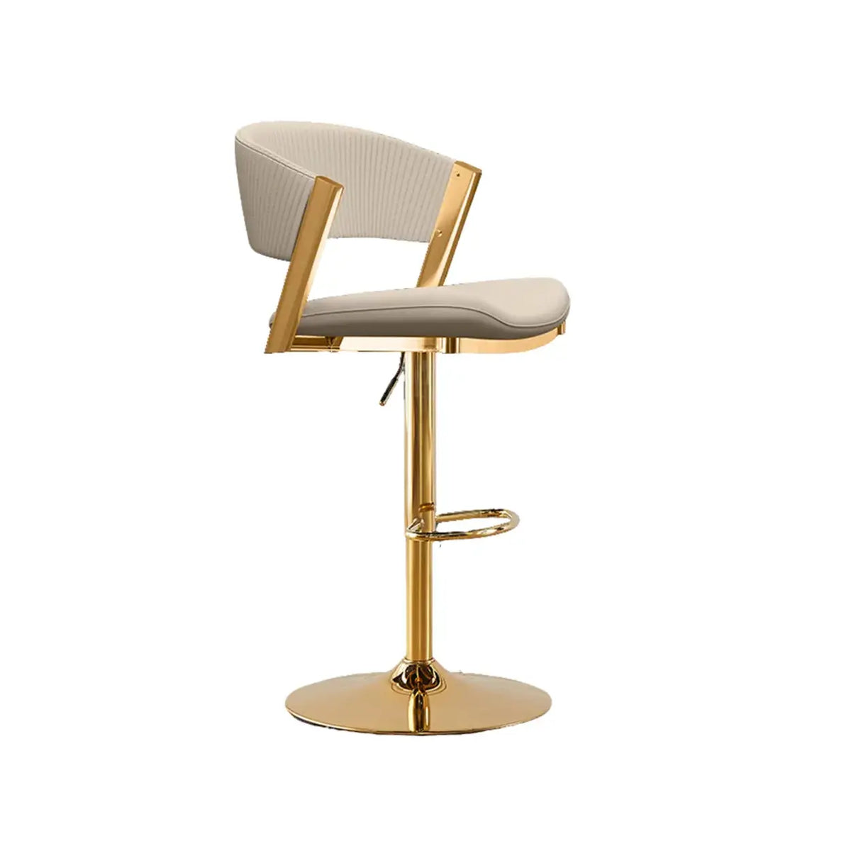Glam Adjustable Faux Leather Swivel Open Back Bar Stool