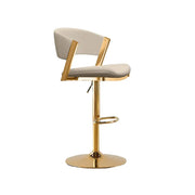 Glam Adjustable Faux Leather Swivel Open Back Bar Stool