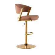 Glam Adjustable Faux Leather Swivel Open Back Bar Stool