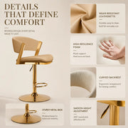 Glam Adjustable Faux Leather Swivel Open Back Bar Stool