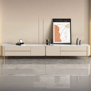 Glam Beige Stone Rectangle Drawers Cabinet TV Stand