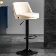 Glam Leather Adjustable Height Swivel Bar Stool with Footrest