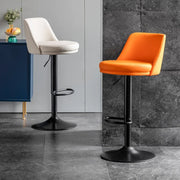 Glam Leather Adjustable Height Swivel Bar Stool with Footrest