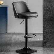 Glam Leather Adjustable Height Swivel Bar Stool with Footrest