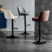 Glam Leather Adjustable Height Swivel Bar Stool with Footrest