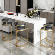 Glam Leather Bucket Bar Stool with Curved Low Back