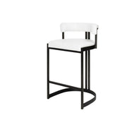 Glam Leather Bucket Bar Stool with Curved Low Back