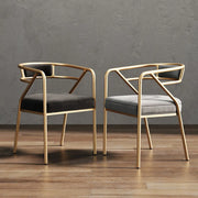 Glam Metal Armchair Cotton Cushion Dining Chair Gray