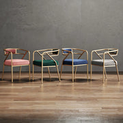 Glam Metal Armchair Cotton Cushion Dining Chair Gray