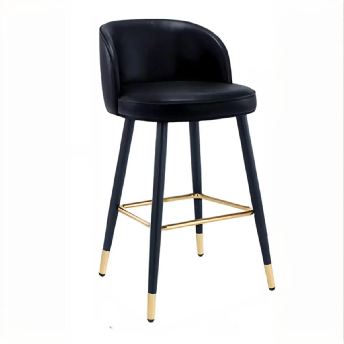 Glam Modern Low Back Upholstered Bucket Bar Stool with Footrest