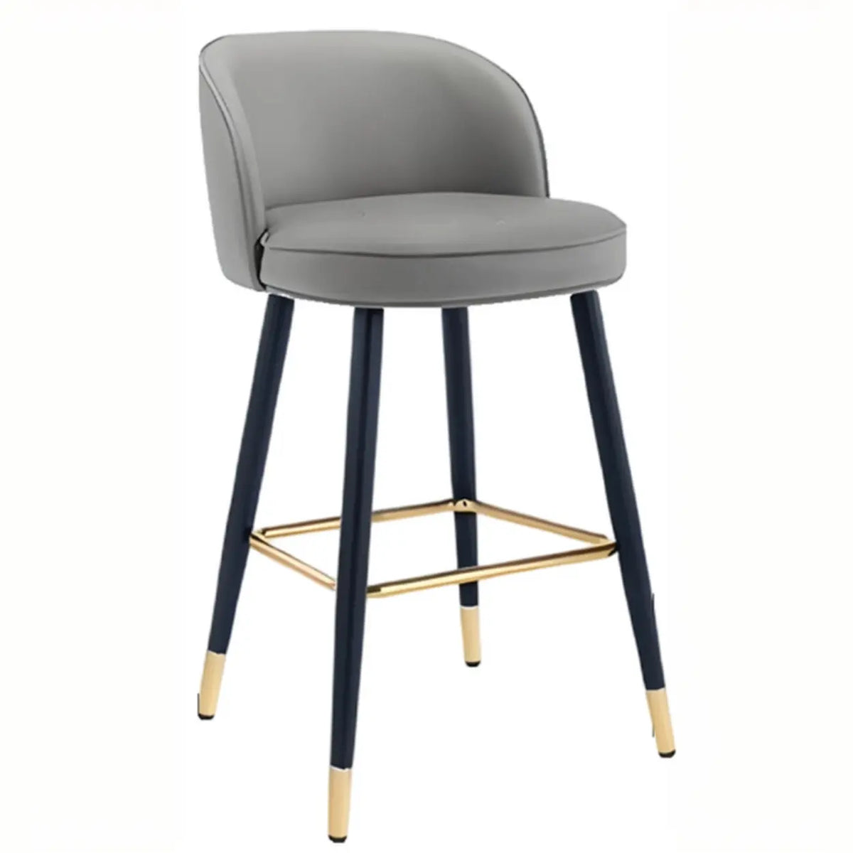 Glam Modern Low Back Upholstered Bucket Bar Stool with Footrest