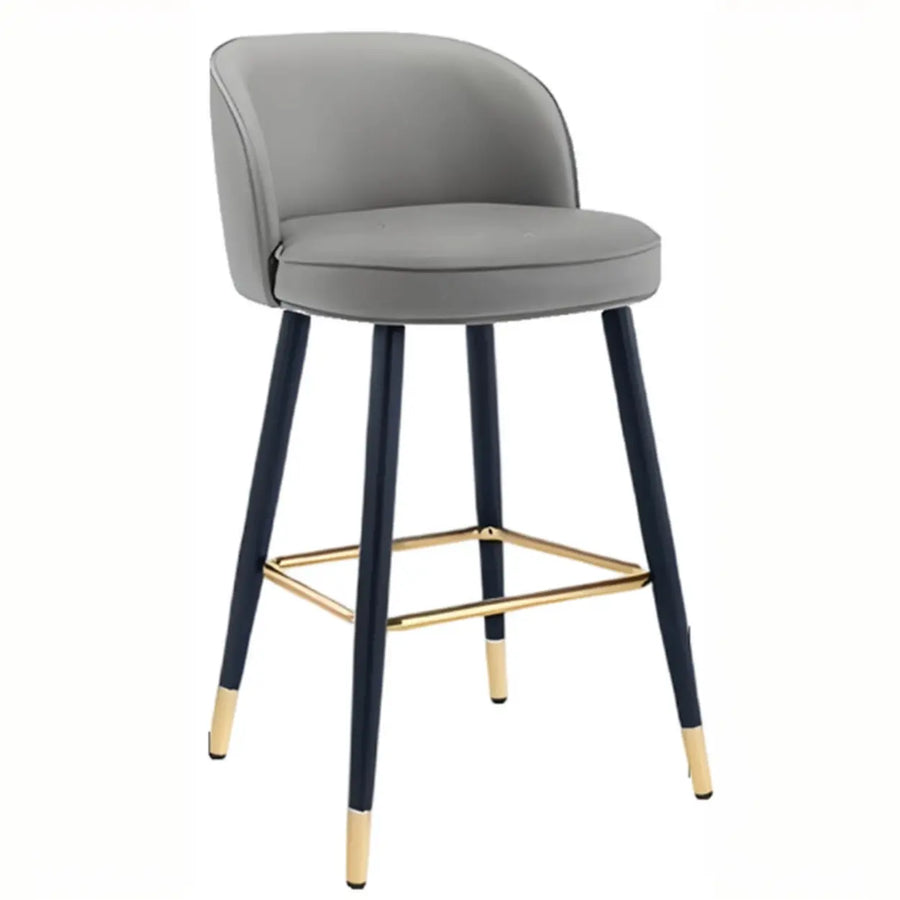 Glam Modern Low Back Upholstered Bucket Bar Stool with Footrest