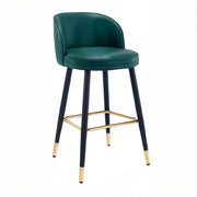Glam Modern Low Back Upholstered Bucket Bar Stool with Footrest