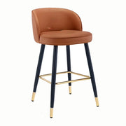 Glam Modern Low Back Upholstered Bucket Bar Stool with Footrest